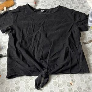 Old Navy Large Black Short Sleeve Front Knot Blouse